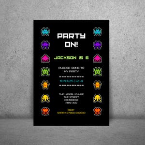 Retro Arcade Birthday Invitation: Video Game Theme, Editable Canva Template (Digital Download)