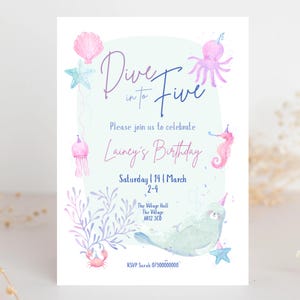 Dive into Five Sweet Kids Birthday Party Invitation | Under the Sea Theme
