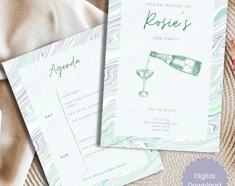 Champagne Hen Party Invitation: Bachelorette Itinerary (Digital Download)