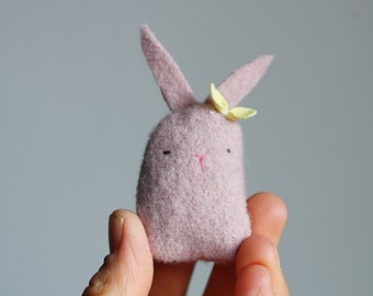 mini plushie,bunny plush, easter stuffed animal,miniature plush, cute tiny plush, eco toys, simple toys, reclaimed wool,2 inches plushie