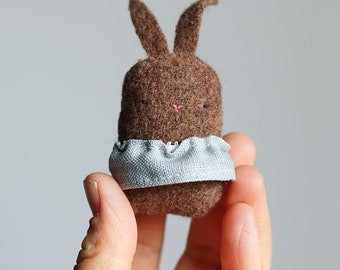 mini plushie,bunny plush, easter stuffed animal,miniature plush, cute tiny plush, eco toys, simple toys, reclaimed wool,2 inches plushie