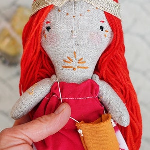 Zodiac doll, astrology doll, 4 elements doll,fire element doll, aries,sagittarius,leo signs doll, with real carnelian crystal