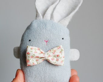 mini plushie,bunny plush, easter stuffed animal,miniature plush, cute tiny plush, eco toys, simple toys, reclaimed wool plush, light blue