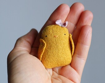 mini plushie,chick plush, easter stuffed animal,miniature plush, cute tiny plush, eco toys, simple toys, reclaimed wool,2 inches plushie