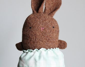 mini plushie,bunny plush, easter stuffed animal,miniature plush, cute tiny plush, eco toys, simple toys, reclaimed wool plush,brown bunny