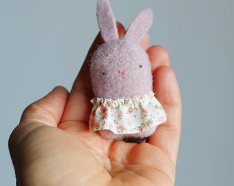 mini plushie, bunny plush, easter stuffed animal,miniature plush, cute tiny plush, eco toys, simple toys, reclaimed wool,2 inches plushie