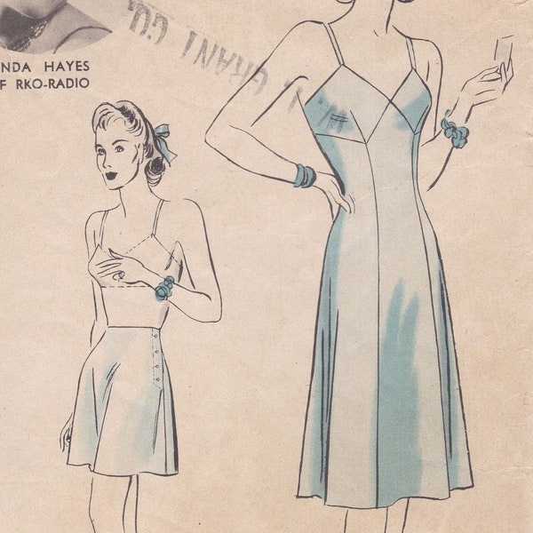 Hollywood 668  Vintage 1940s Sewing Pattern  Slip And Tap Pants  Size 16 Bust 34