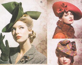 Vogue 7464  Vintage Fashion Accessories Sewing Pattern  Hat Cap Beret Millinery  1930s 1940s Designs  Unused