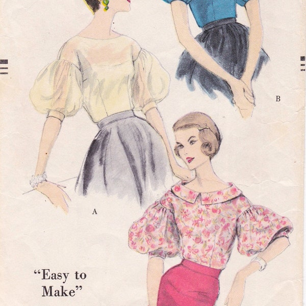 Vogue 9751 Vintage 1950s Sewing Pattern Blouse Shirt Top Size 14 Bust 34