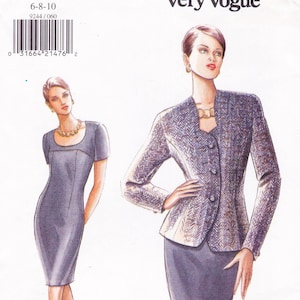 Very Easy Vogue 9244  Vintage Sewing Pattern  Dress And Jacket  Sizes 6 8 10  Unused