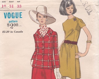 Vogue Special Design 7188  Vintage 1960s Sewing Pattern  Dress And Jacket  Size 10 Bust 31 Unused