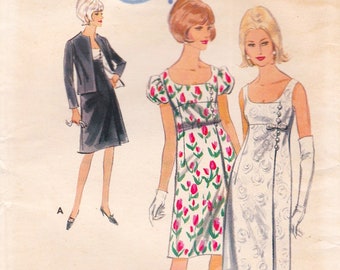 Butterick 3833  Vintage Sewing Pattern  Empire Dress And Jacket  Size 12 Bust 32  Unused