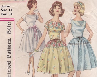 Simplicity 4302 Vintage 1960s Sewing Pattern Dress  Size 13 Bust 33