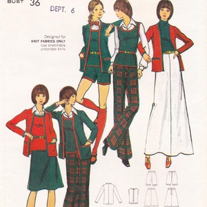 Butterick 6757 Vintage 1970s Sewing Pattern  Trousers Pants Shorts Vest Jacket Skirt  Size 14 Bust 36  Unused