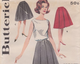 Butterick 2295 Vintage Sewing Pattern Pleated Skirt Waist 28