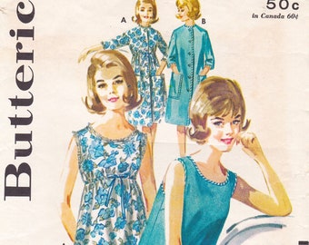 Butterick 2856  Vintage 1960s Sewing Pattern  Robe And Nightgown  Lingerie  Size 12 Bust 32