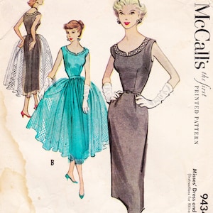 McCalls 9434  Vintage 1950s Sewing Pattern  Dress And Overskirt  Size 18 Bust 36