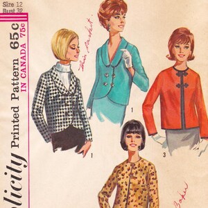 Simplicity 6240  Vintage 1960s Sewing Pattern  Jacket Coat Blazer  Size 12 Bust 32