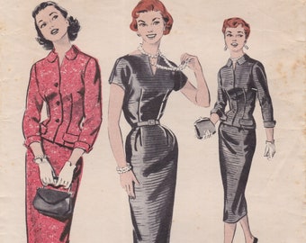 Butterick 8331 Vintage 1950s Sewing Pattern Dress And Jacket Size 12 Bust 32