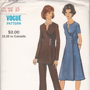 Vogue 8105  Vintage Sewing Pattern  Dress Tunic Trousers Pants  Bust 35  Unused