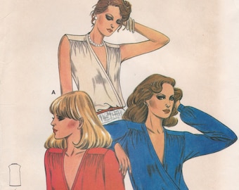 Butterick 6887  Vintage Sewing Pattern  Wrap Blouse  Size 12 Bust 34 Unused