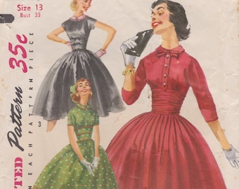 Simplicity 1726  Vintage 1950s Sewing Pattern  Dress And Cummerbund  Size 13 Bust 33