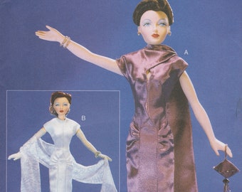 Vogue Craft 7106  Vintage Gene Fashion Doll Sewing Pattern  1940s Style Dress Gown Stole Gloves Evening Bag  Unused