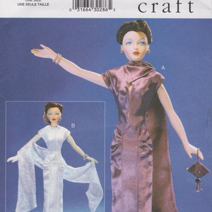 Vogue Craft 7106 Vintage Gene Fashion Doll Sewing Pattern 1940s Style Dress Gown Stole Gloves Evening Bag Unused image 1