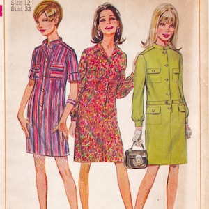 Simplicity 7247 Vintage 1960s Sewing Pattern Dress Size 12 Bust 32 Unused