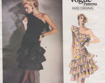 Vogue Paris Original 1702  Vintage Designer Sewing Pattern By Givenchy  One Shoulder Evening Dress  Size 6 Unused