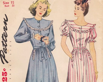 Simplicity 1450 Vintage 1940s Sewing Pattern Robe Housecoat Lingerie Size 15 Bust 33  Unused