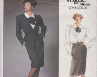 Vogue Paris Original 1784 Vintage Designer Sewing Pattern Yves Saint Laurent YSL Blouse Jacket Skirt Suit Size 14 Bust 36 Unused