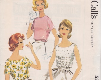 McCalls 5380  Vintage Sewing Pattern  Blouse Shirt Top Overblouse  Size 10 Bust 31  Unused