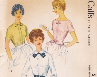 McCalls 5571 Vintage 1960s Sewing Pattern Blouse Shirt Top Size 14 Bust 34