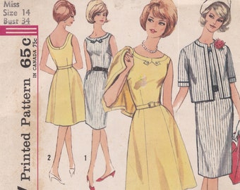 Simplicity 4987  Vintage 1960s Sewing Pattern Dress And Jacket  Size 14 Bust 34  Unused