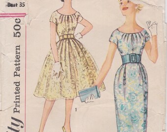 Simplicity 2959  Vintage 1950s Sewing Pattern  Dress  Size 15 Bust 35