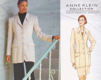 Vogue 1417  Vintage Designer Sewing Pattern By Anne Klein  Jacket Skirt Trousers Pants  Sizes 12 14 16  Bust 34 36 38  Unused