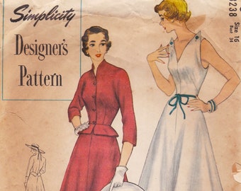 Simplicity Designers 8238  Vintage 1950s Sewing Pattern  Dress And Jacket  Size 16 Bust 34