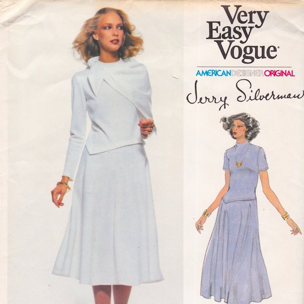 Very Easy Vogue 1816  Vintage Designer Sewing Pattern By Jerry Silverman  Dress And Scarf  Size 14 Bust 36  Unused