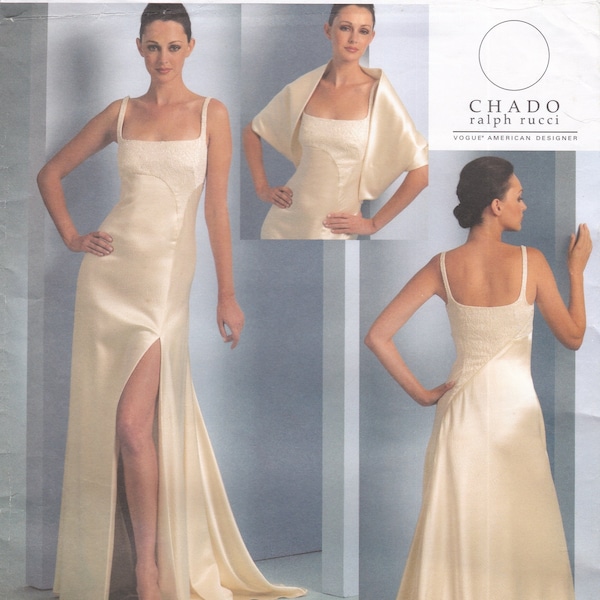 Vogue 1075  Designer Sewing Pattern By Chado  Ralph Rucci  Dress Gown Shrug  Sizes 4 6 8 10 Unused