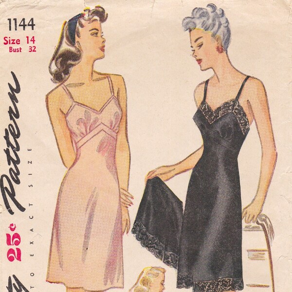 Simplicity 1144 vintage 1940s Sewing Pattern Slip And Tap Pants Lingerie Size 14 Bust 32 Unused