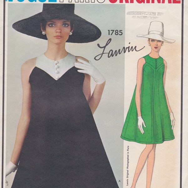 Vogue Paris Original 1785 / Vintage Designer Naaien patroon door Lanvin / Jurk / Maat 16 Buste 36 / Ongebruikt Met label