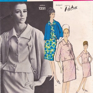 Vogue Paris Original 1251  Vintage Designer Sewing Pattern By Jean Patou  Skirt Jacket Blouse Suit  Size 16 Bust 36