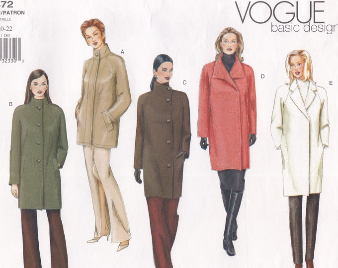 Vogue Basic Design 2472 Vintage Sewing Pattern Raglan Sleeve Coat ...