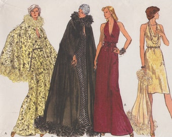 Vogue 9048  Vintage Sewing Pattern  Cape And Halter Dress Gown  Size 12 Bust 34  Unused