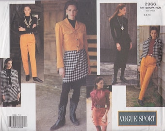 Vogue Sport 2966  Vintage Sewing Pattern  Jacket Dress Top Skirt Trousers Pants  Sizes 6 8 10  Unused