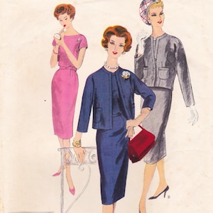 Vogue Couturier Design 183 Vintage 1950s Sewing Pattern Dress And Jacket Size 16 Bust 36