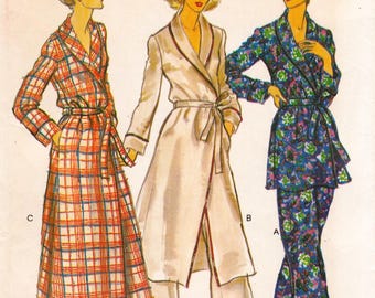Vogue 9859 Vintage Sewing Pattern Robe Pajama Pants Sleepwear Lingerie Size 12 Bust 34