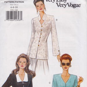 Very Easy Vogue 9391 Vintage Sewing Pattern Blouse Shirt Top Jacket Sizes 6 8 10 Unused