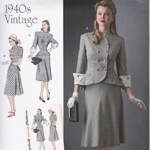 Simplicity 8242, Reproduction Sewing Pattern, 1940s Design Reissue, Jacket & Skirt, Sizes 20W - 28W, Unused